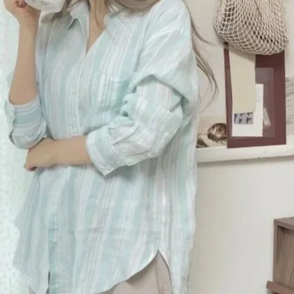 Lemlem x H&M Pure Linen Stripe Beach Coverup or Shirt - Picture 3 of 9